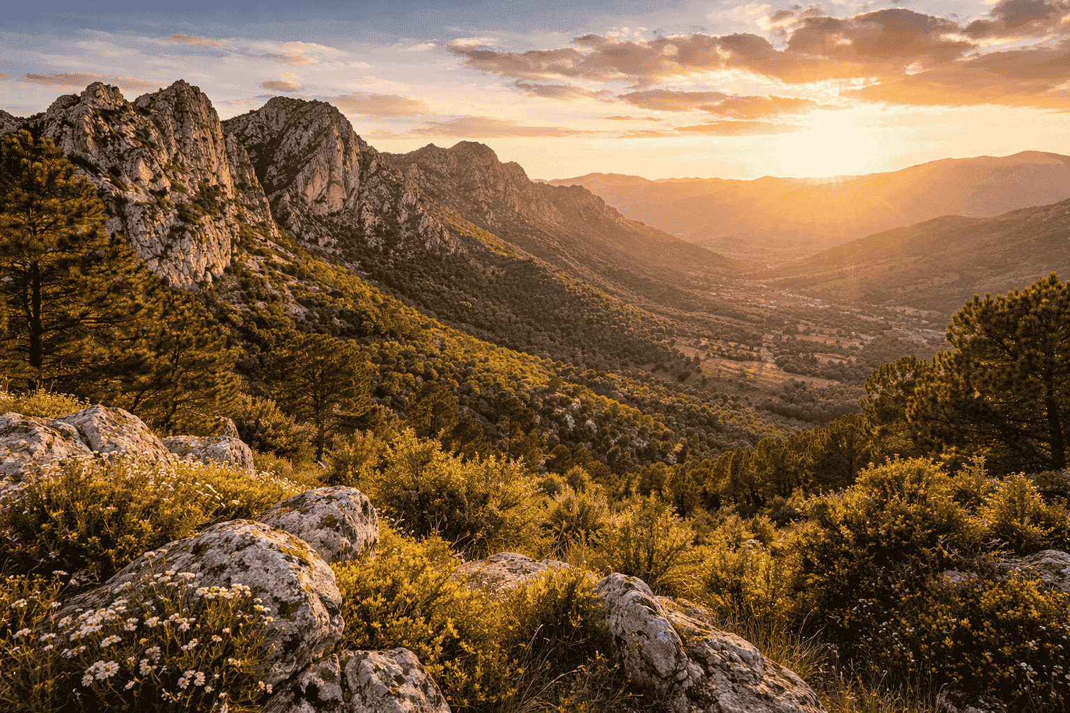 Sendero al atardecer en Sierra Magina jaen
